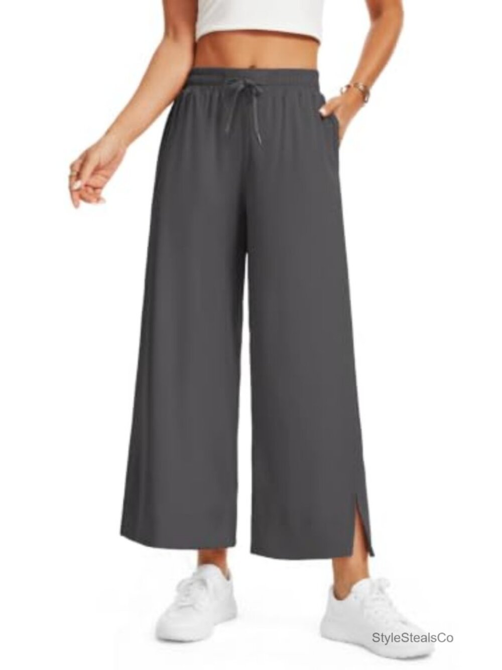 High Waisted Wide Leg Ankle Pants Lightweight Casual Dressy Trousers